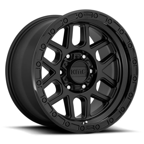 9 MESA 17X9 8X165.1 -12mm SATIN BLACK W/ GLOSS BLACK LIP