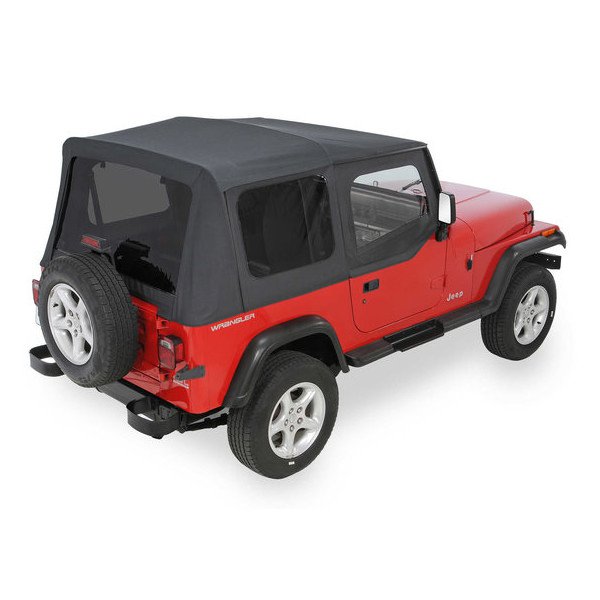 Replacement Soft Top with Upper Doors & Tinted Rear Windows, for 88-95 Jeep Wrangler YJ, Black Denim