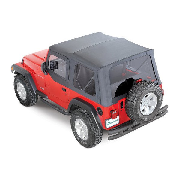 Premium Sailcloth Replacement Soft Top & Upper Doors in Black Diamond, for 97-06 Jeep Wrangler TJ