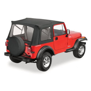 Bestop, Supertop Soft Top Replacement Fabric, Black Denim with Clear Windows for 76-95 Jeep Wrangler YJ & CJ with Supertop Bestop, Supertop Soft Top Replacement Fabric, Black Denim with Clear Windows for 76-95 Jeep Wrangler YJ & CJ with Supertop