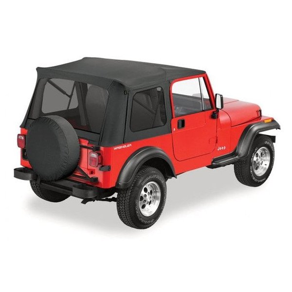 Bestop, Supertop Soft Top Replacement Fabric, Black Denim with Tinted Windows for 76-95 Jeep Wrangler YJ & CJ with Supertop