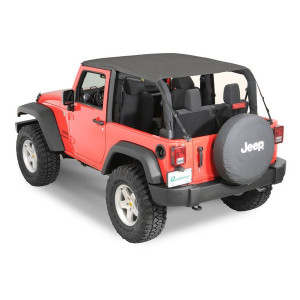 Bimini Top Plus in Black Diamond, for 07-18 Jeep Wrangler JK 2 Door