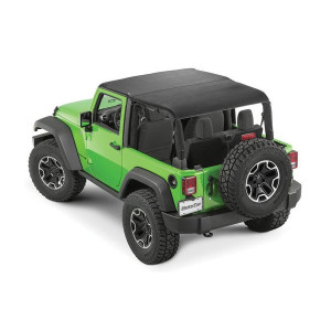 MasterTop, Bimini Plus Top with Integrated Grab Handles, in MasterTwill Fabric with Red Grab Handles for 07-18 Jeep Wrangler JK 2-Door