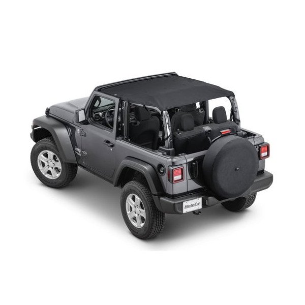 Bimini Plus Top with Integrated Grab Handles, in MasterTwill Fabric with Black Grab Handles for 18-23 Jeep Wrangler JL 2-Door, MasterTwill - Black Grab Handles Bimini Plus Top with Integrated Grab Handles, in MasterTwill Fabric with Black Grab Handles for 18-23 Jeep Wrangler JL 2-Door, MasterTwill - Black Grab Handles