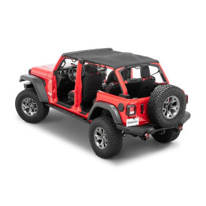 Bimini Plus Top with Integrated Grab Handles, in MasterTwill Fabric with Black Grab Handles, MasterTwill Fabric - Black Grab Handles