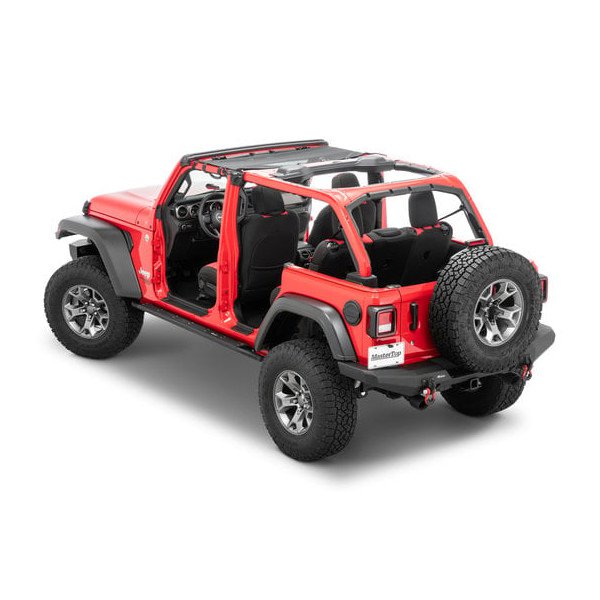 MasterTop, Mesh Bimini Top with Integrated Grab Handles, with Red Grab Handles