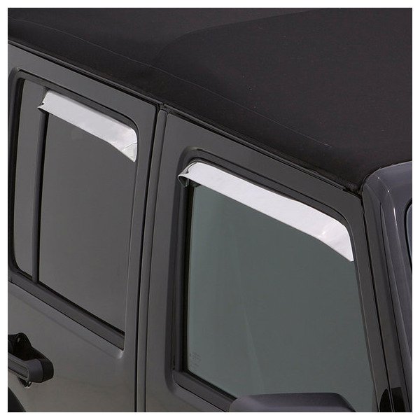 AVS, Ventshade Window Deflectors, in Stainless Steel Finish for 07-18 Jeep Wrangler Unlimited JKU AVS, Ventshade Window Deflectors, in Stainless Steel Finish for 07-18 Jeep Wrangler Unlimited JKU