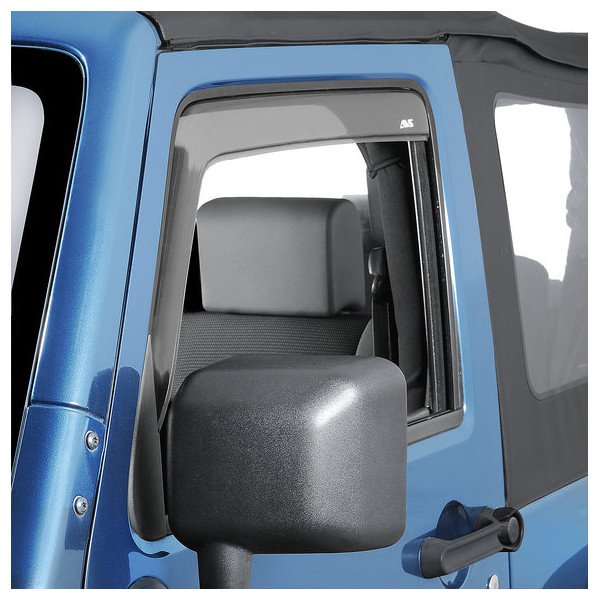 AVS, In-Channel Ventvisor in Smoke, for 07-18 Jeep Wrangler JK 2 Door with Full-Framed Doors AVS, In-Channel Ventvisor in Smoke, for 07-18 Jeep Wrangler JK 2 Door with Full-Framed Doors
