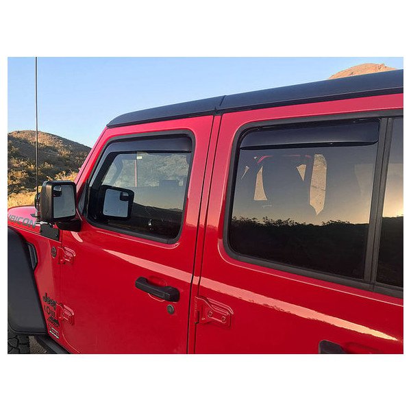 EGR, In Channel Style Window Visors, Front & Rear in Dark Smoke for 18-22 Jeep Wrangler JL Unlimited & Gladiator JT