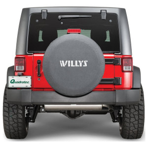 Mopar, Jeep Logo Tire Cover Black Denim, with "Willys" Fits LT255/75R17 & P255/70R18 Tire
