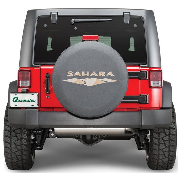 Mopar, Jeep Logo Tire Cover Black Denim, with "Sahara" Fits P255/70R18 Tires