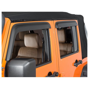 Rugged Ridge, Front and Rear Window Visors in Matte Black, for 07-18 Jeep Wrangler Unlimited JK Rugged Ridge, Front and Rear Window Visors in Matte Black, for 07-18 Jeep Wrangler Unlimited JK
