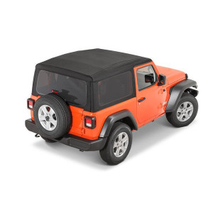 Mopar, Black Twill Soft Top Kit, with Clear Windows for 18-23 Jeep Wrangler JL 2-Door