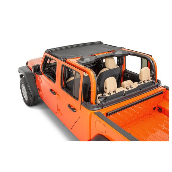 MasterTop, Bimini Summer Top, in Black Diamond Fabric for 18-23 Jeep Wrangler JL & Gladiator JT