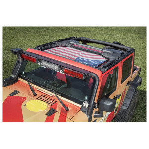 Rugged Ridge, Eclipse Sun Shade, in American Flag for 07-18 Jeep Wrangler JK Rugged Ridge, Eclipse Sun Shade, in American Flag for 07-18 Jeep Wrangler JK
