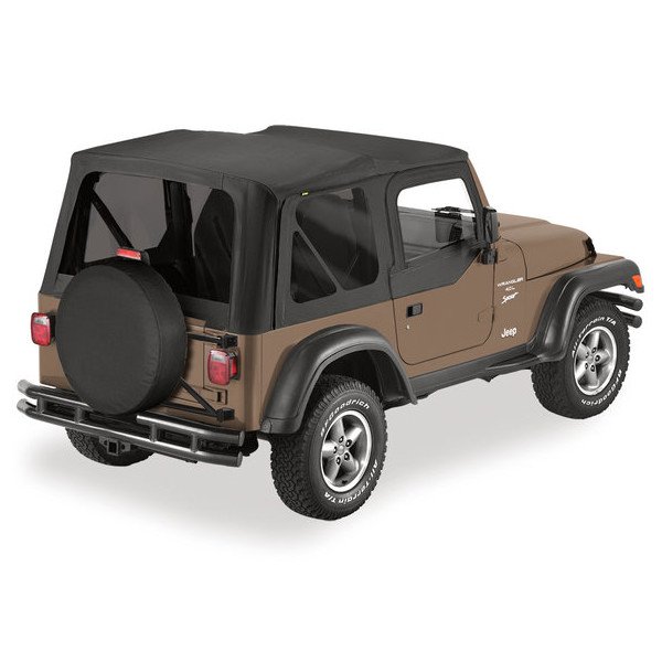 Sailcloth Replace-a-top Soft Top with Half Door Skins & Tinted Windows, Black Denim