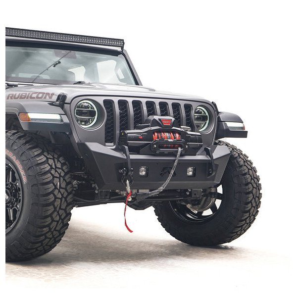 Fab Fours, Front Stubby Bumper, in bare steel for 07-18 Jeep Wrangler JK