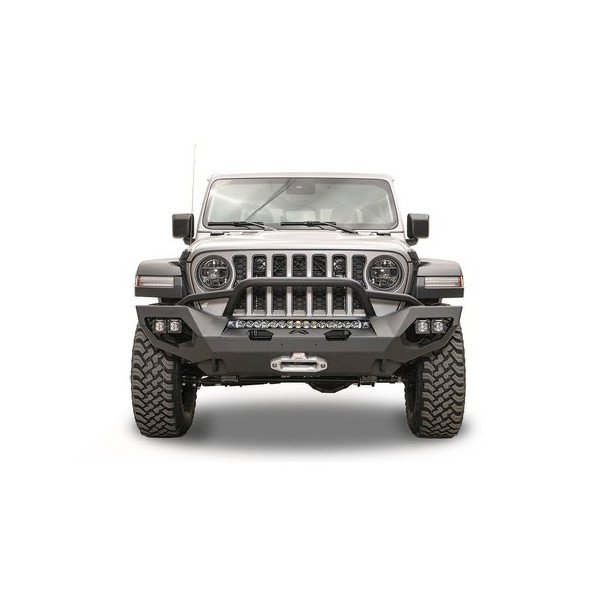 Fab Fours, Matrix Front Bumper, with Pre-Runner Guard in bare steel for 18-23 Jeep Wrangler JL and Gladiator JT Fab Fours, Matrix Front Bumper, with Pre-Runner Guard in bare steel for 18-23 Jeep Wrangler JL and Gladiator JT