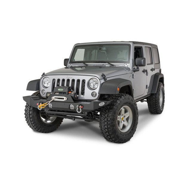 HyLine OffRoad, Front Full Width Winch Bumper in Lightly Textured Black Powder Coat, for 07-18 Jeep Wrangler JK