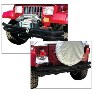 Rampage Products, Rampage Front or Rear Double Tube Bumper without Hoop in Black Powder Coat, for 76-06 Jeep CJ-5, CJ-7, CJ-8 Scrambler, Wrangler YJ, TJ & Unlimited
