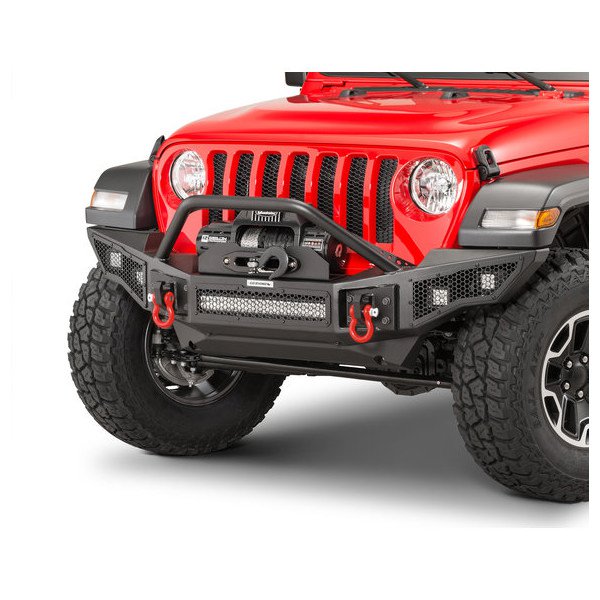 Go Rhino, Rockline Winch Ready Front Bumper with Overrider, for 07-23 Jeep Wrangler JL, JK & Gladiator JT Go Rhino, Rockline Winch Ready Front Bumper with Overrider, for 07-23 Jeep Wrangler JL, JK & Gladiator JT