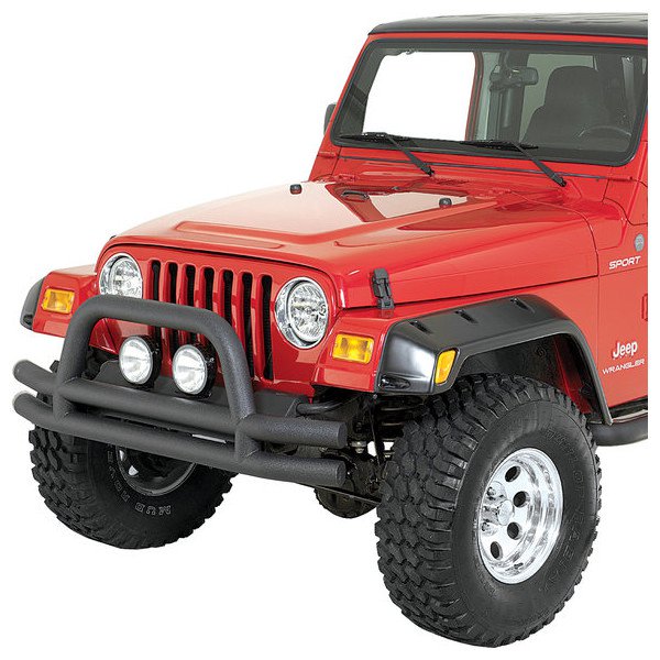Double Tube Front Bumper with Hoop in Textured Black