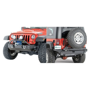 Rock Hard 4X4, Shorty Front Bumper with Fog Lights & Rear Bumper, Front Bumper & Rear Tire Carrier, for 07-18 Jeep Wrangler JK