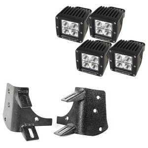 Rugged Ridge, A-Pillar Light Mount Brackets Kit with 3" Square LED Lights, for 97-06 Jeep Wrangler TJ & Unlimited Rugged Ridge, A-Pillar Light Mount Brackets Kit with 3" Square LED Lights, for 97-06 Jeep Wrangler TJ & Unlimited