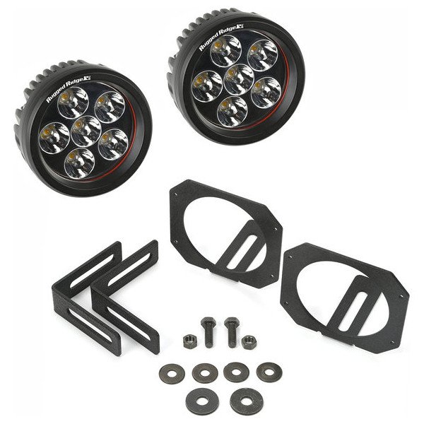 Rugged Ridge, LED Round Fog Light Kit, for 07-18 Jeep Wrangler JK Rugged Ridge, LED Round Fog Light Kit, for 07-18 Jeep Wrangler JK