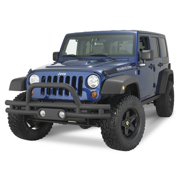 Rampage Products, Front Double Tube Bumper with Fog Light Holes in Textured Black, for 07-23 Jeep Wrangler JL, JK & Gladiator JT