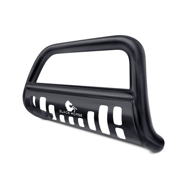 Black Horse Off Road, 3" Bull Bar in Black with Black Skid Plate, for 07-09 Jeep Wrangler JK