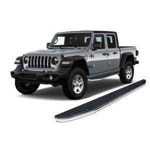 Black Horse Off Road, Premium Running Boards in Black with Stainless Accent Trim, for 20-23 Jeep Gladiator JT Black Horse Off Road, Premium Running Boards in Black with Stainless Accent Trim, for 20-23 Jeep Gladiator JT