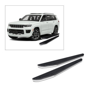 Black Horse Off Road, Premium Running Boards, in Black w/ Stainless Trim for 21-23 Jeep Grand Cherokee L Black Horse Off Road, Premium Running Boards, in Black w/ Stainless Trim for 21-23 Jeep Grand Cherokee L