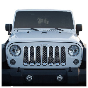 Black Horse Off Road, Chrome ABS Plastic Mesh Grille, for 07-18 Jeep Wrangler JK & Unlimited JK Black Horse Off Road, Chrome ABS Plastic Mesh Grille, for 07-18 Jeep Wrangler JK & Unlimited JK