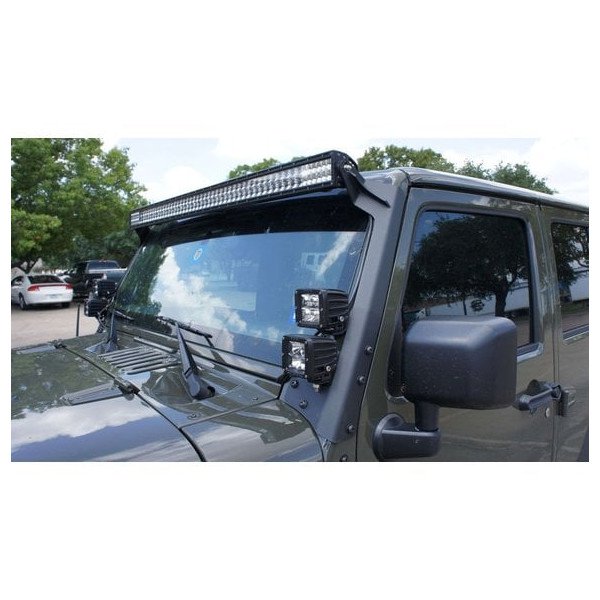 Road Armor, Defender Windshield Light Bar Mounts, with Two Lower Mounts for 07-18 Jeep Wrangler JK