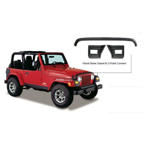 Bushwacker, TrailArmor Hood Stone Guard & Front Corners Set, for 97-06 Jeep Wrangler TJ