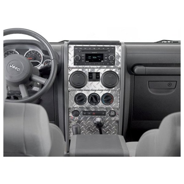 Warrior Products, Dash Panel Overlay, Diamond Plate, for 07-08 Jeep Wrangler JK 2 Door with Power Windows