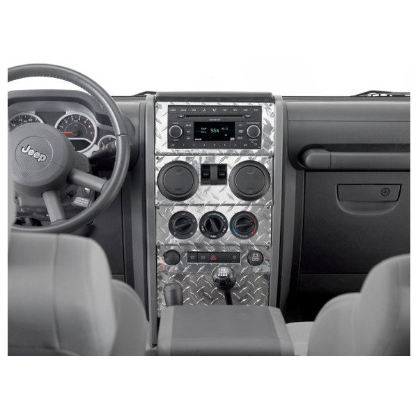 Warrior Products, Dash Panel Overlay, Diamond Plate, for 09-10 Jeep Wrangler JK with Manual Windows