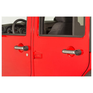 DV8 Offroad, Door & Tailgate Handle Inserts, Silver Aluminum, for 07-18 Jeep Wrangler Unlimited JK 4 Door