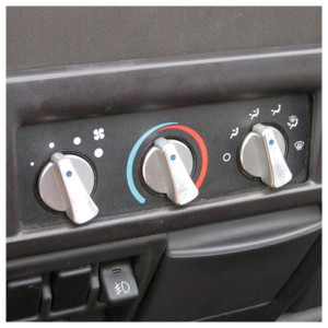 NCM Billet Climate Control Knobs, Clear Anodized-Blue Dots