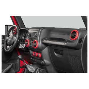 AJT Design, Impact Climate Control Knob & Vent Trim Kit, Red, for 11-18 Jeep Wrangler JK