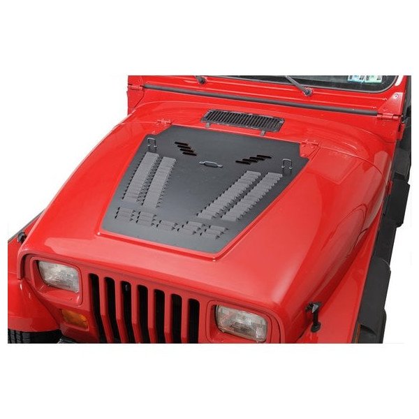 Louvered Hood Panel, Smooth Semi-Gloss Black Powder Coat