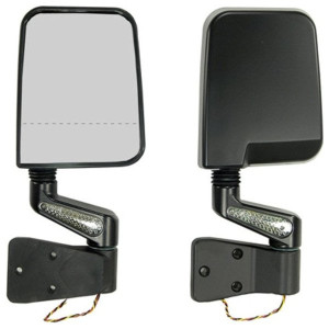 Rugged Ridge, LED Mirrors in Black with Dual Focal Point on Passenger Side, for 87-02 Jeep Wrangler YJ & TJ
