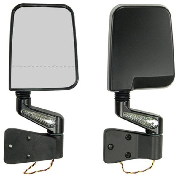 Rugged Ridge, LED Mirrors in Black with Dual Focal Point on Passenger Side, for 87-02 Jeep Wrangler YJ & TJ