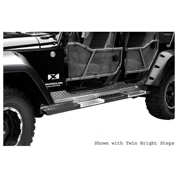 Warrior Products, Rock Barz with Single Bright Aluminum Front Step, for 07-18 Jeep Wrangler Unlimited JK 4 Door Warrior Products, Rock Barz with Single Bright Aluminum Front Step, for 07-18 Jeep Wrangler Unlimited JK 4 Door