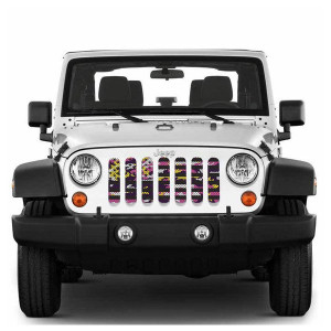 Under The Sun Inserts, American Flag Series Grille Insert, Purple Pink Yellow Camo Stars & Stripes for 07-18 Jeep Wrangler JK Under The Sun Inserts, American Flag Series Grille Insert, Purple Pink Yellow Camo Stars & Stripes for 07-18 Jeep Wrangler JK