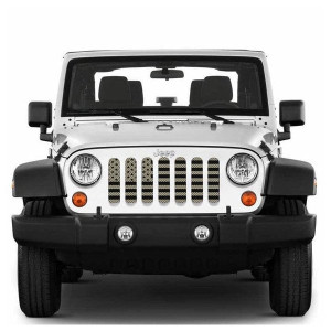 Under The Sun Inserts, American Flag Series Grille Insert, Desert Tan Old Glory with Black Stars & Stripes for 07-18 Jeep Wrangler JK