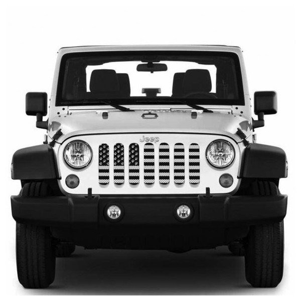 Under The Sun Inserts, American Flag Series Grille Insert, Paws Black & White Stars & Stripes for 07-18 Jeep Wrangler JK Under The Sun Inserts, American Flag Series Grille Insert, Paws Black & White Stars & Stripes for 07-18 Jeep Wrangler JK