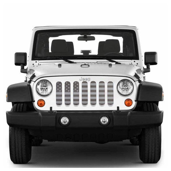 Under The Sun Inserts, American Flag Series Grille Insert, Thin Blue Line for 07-18 Jeep Wrangler JK