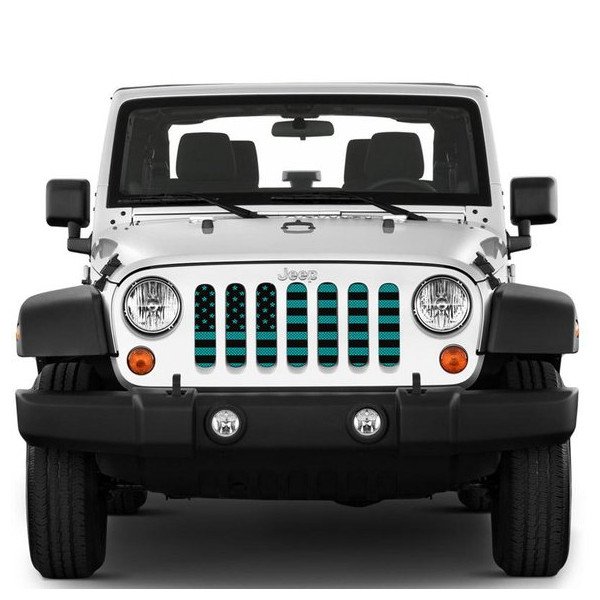 Under The Sun Inserts, American Flag Series Grille Insert, Black & Light Blue for 07-18 Jeep Wrangler JK Under The Sun Inserts, American Flag Series Grille Insert, Black & Light Blue for 07-18 Jeep Wrangler JK
